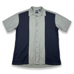 Haggar Men’s XLT Washable Linen Blend Short Sleeve Button Shirt Colorblock EC